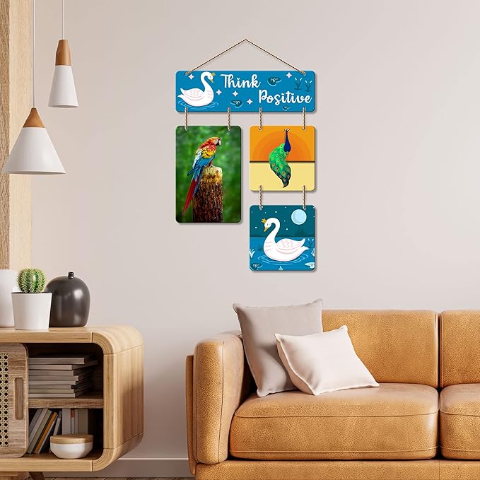 Artvibes Think Positive Decorative Wall Art Wood Hanging for Livingroom, Bedroom | Home Decor