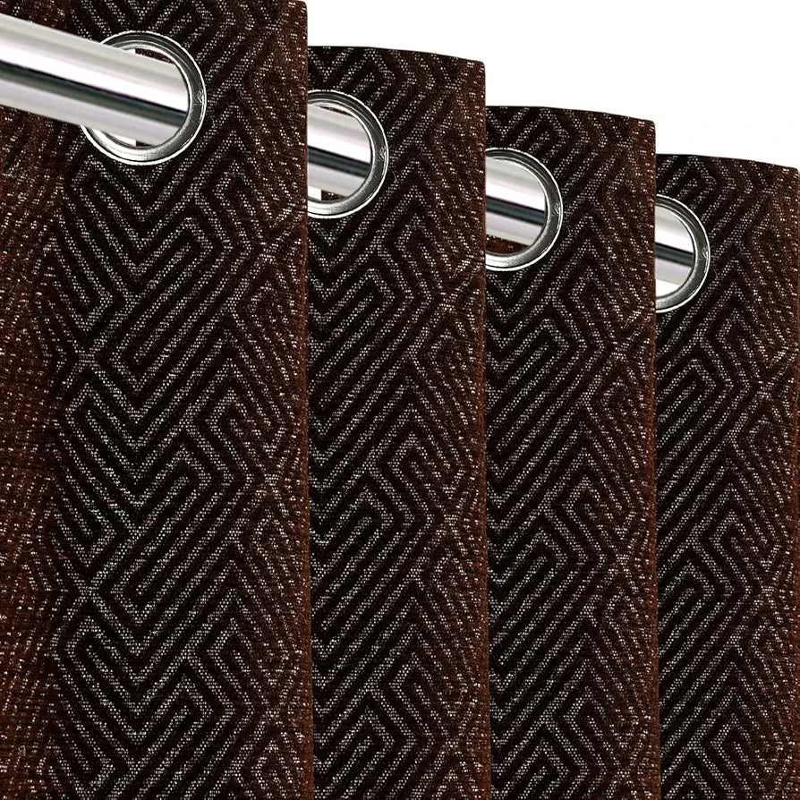 Saral Home Pacman Chenille Blackout Door Curtains 2pc Brown