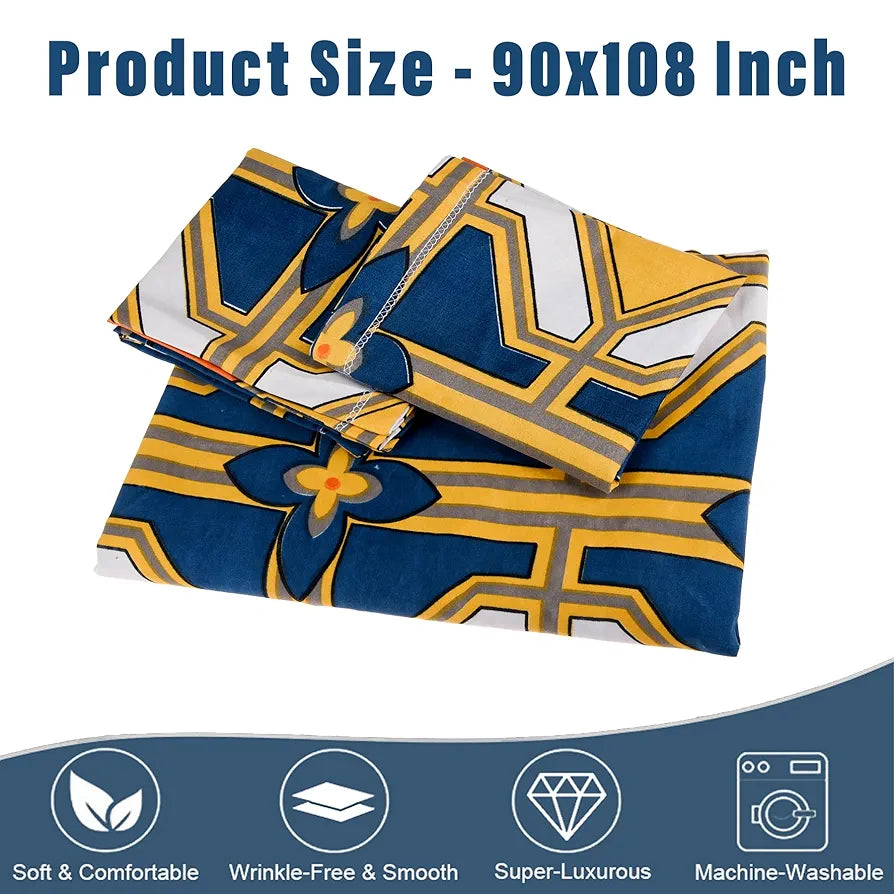 Kuber Industries Double Bedsheet Premium Cotton 120 TC Bedsheet with 2 Pillow Covers for Living Room and Bedroom Green & Orange