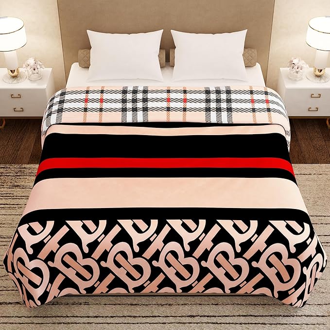 Story@Home Comforter Double Bed Blanket Double Size Blanket Beige & Black Colour
