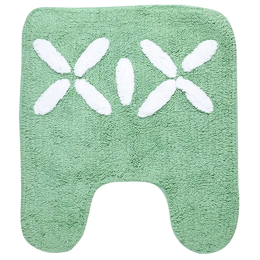 Saral Home Cotton Bathmat with Contour mat Colour Green