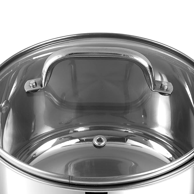 Vinod Mainz Stainless Steel Cookware set of 2 | 1.2 and 2 Litre Saucepot with Glass Lid | SAS Bottom | Biryani Pot