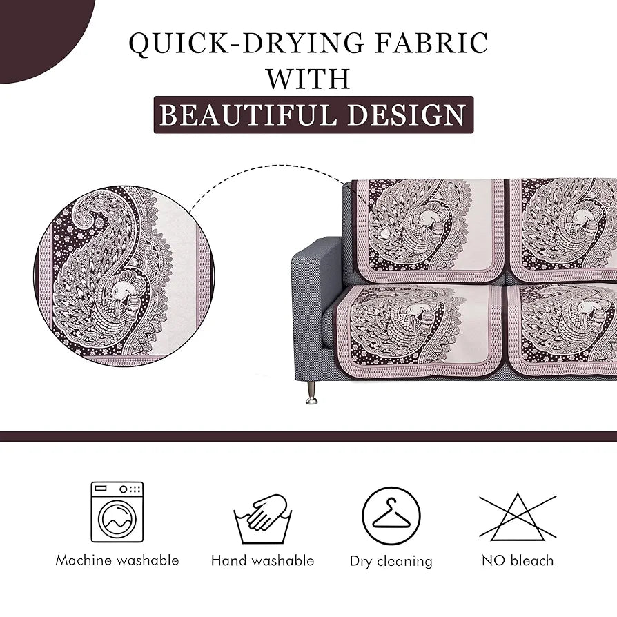 Kuber Industries Sofa Cover Net 2+1+1 Seater Sofa Slip Cover Set Mor Digital-837 Purple