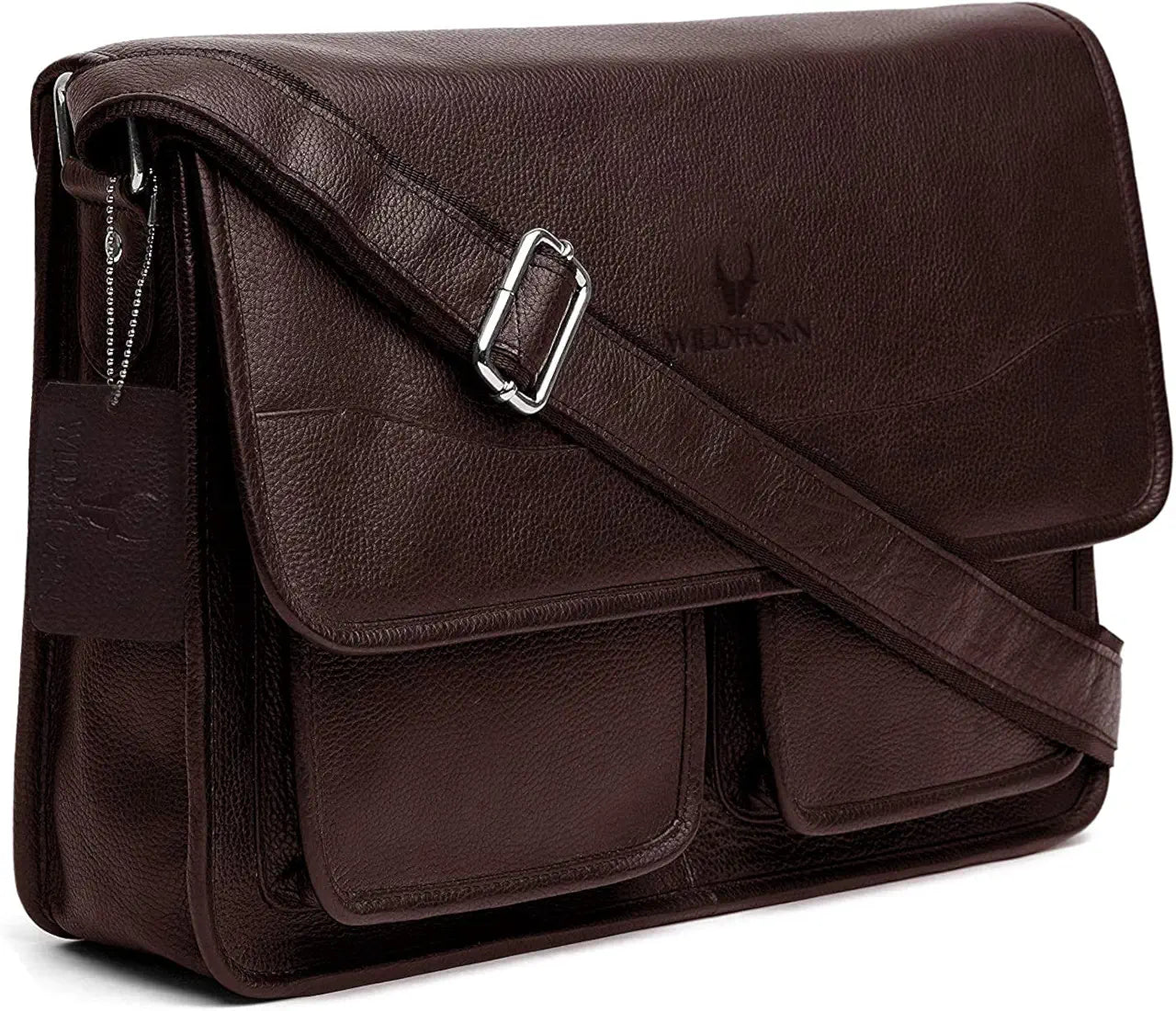 WildHorn Urban Edge100% Leather Laptop Messenger Brown Men's Bag 