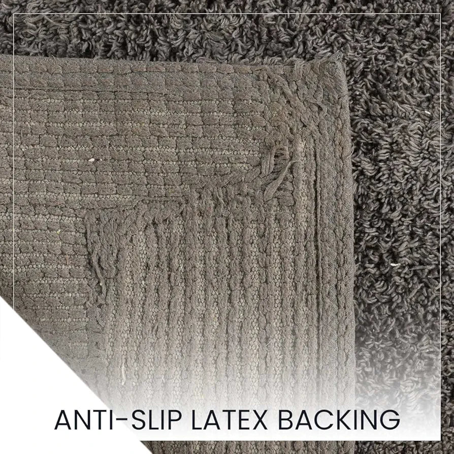 Sashaa World Solid Anti Skid Bathmat And Contour Set Colour Charcoal