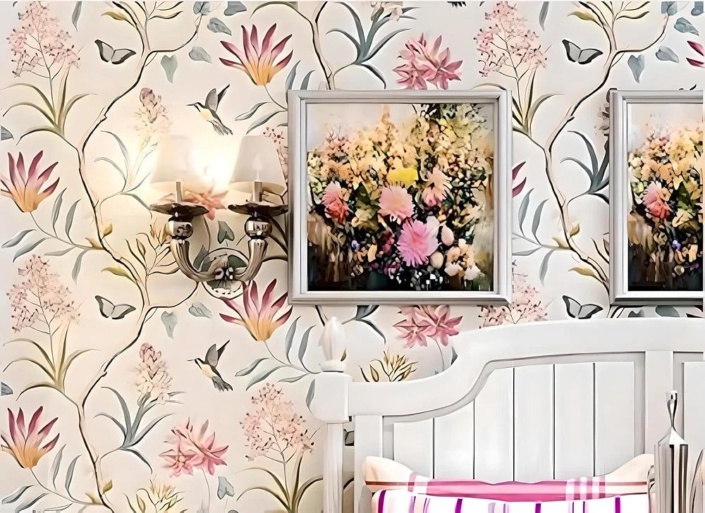 Indian Royals White Flowers and Birds Wallpaper for Bedrooms Flower Birds Wallpaper