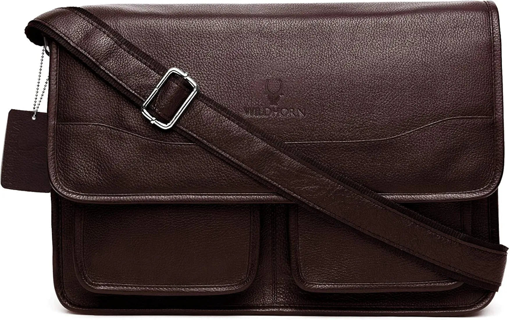 WildHorn Urban Edge100% Leather Laptop Messenger Brown Men's Bag 