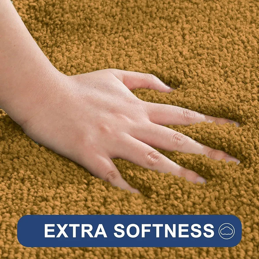 Luxe Home International Microfibre Rectangular Bath Mat Super Soft Anti Skid Newman Mats For Bathroom Colour Gold