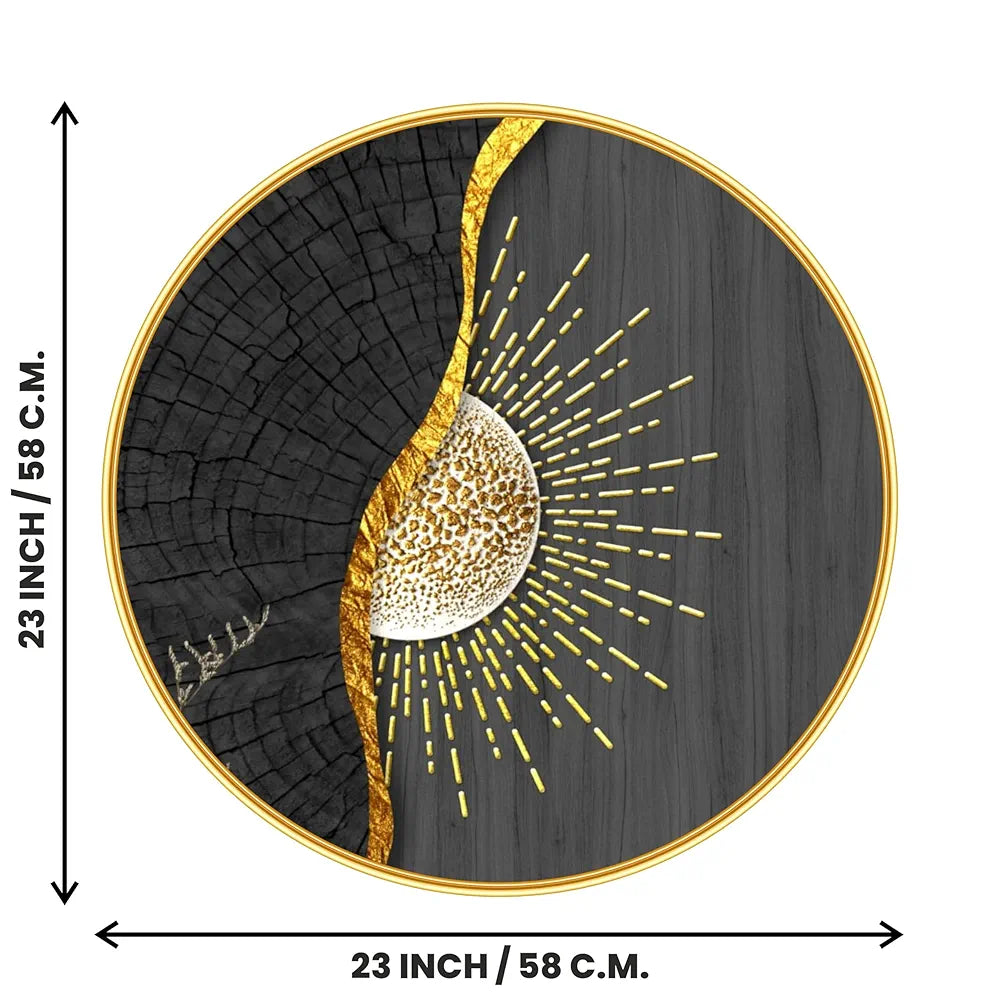 Livin'luxe Paintings Abstract Sunrise Modern Art Premium Lamination Golden GR-18