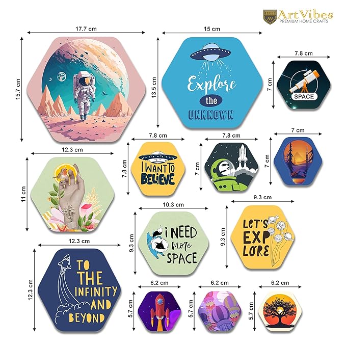 Artvibes Decorative Wooden Wall Hanging Decoration for Home | Quotes Decor Item | Pack of 13 Pieces