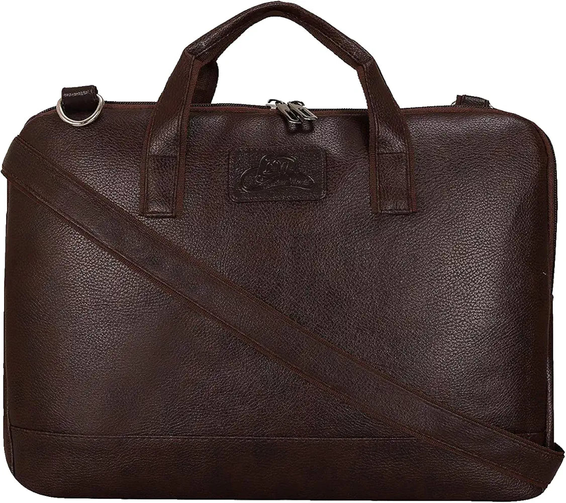 Leather World Unisex Adult Men's Laptop Bag 15.6 inch Side Shoulder Briefcase Satchel Messenger Business Bags for Men & Women - Brown 