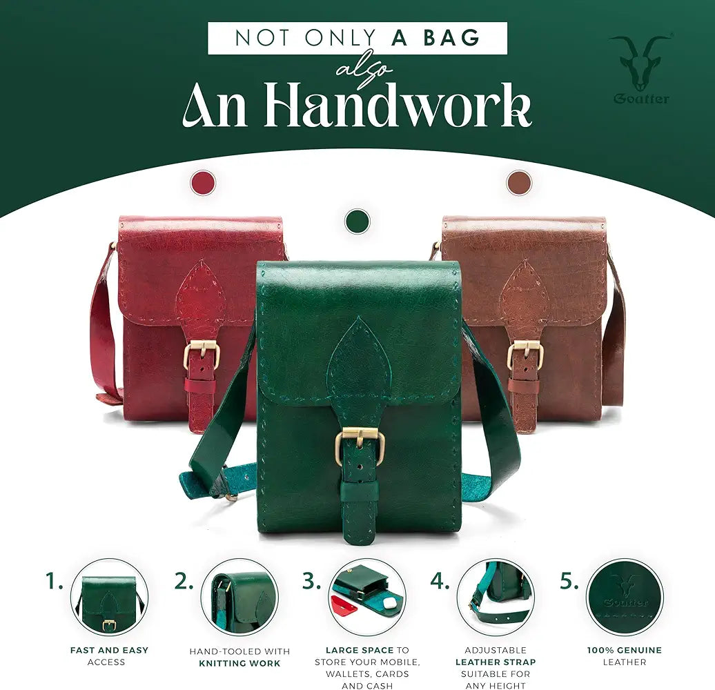 Goatter Genuine Leather Handmade Girls And Women’s Small Cross Body Sling Bag For Daily Use