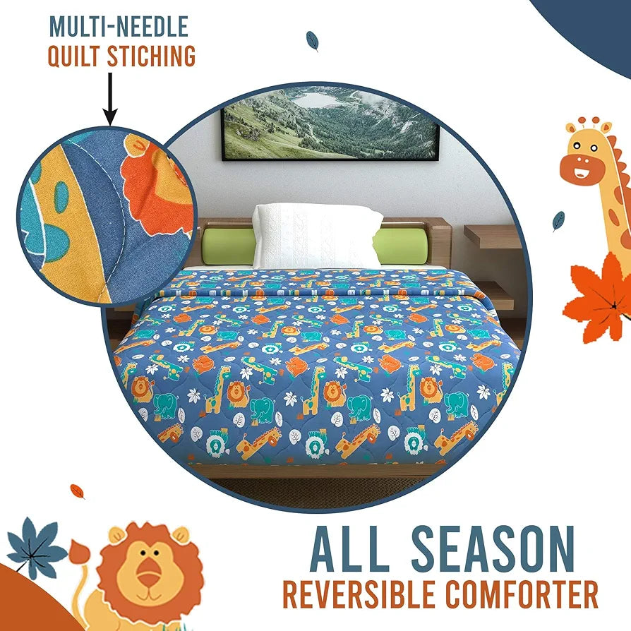 Divine Casa 120 GSM Cotton Single Bed Comforter Soft & Lightweight Reversible All-Season Blanket Iris Deep