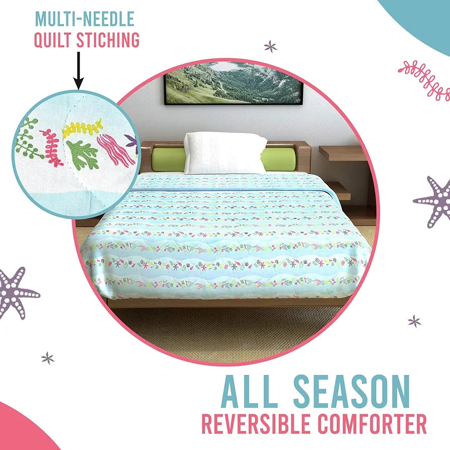 Divine Casa 120 GSM Cotton Single Bed Comforter Soft & Lightweight Reversible All-Season Blanket Colour Cosmic Sky