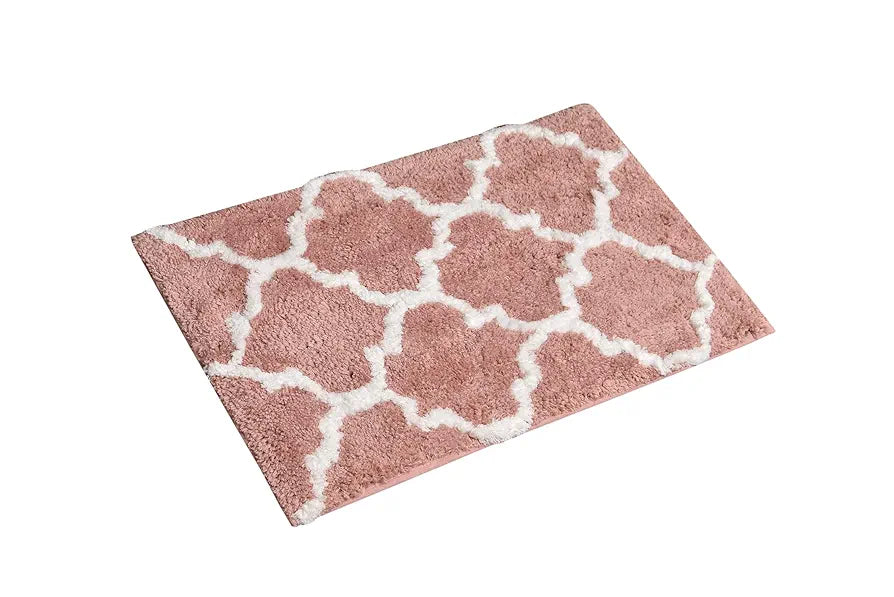 Aerohaven Glorious Super Soft Microfiber Abstract Moroccan Designer Anti Slip Bathmat Peach Colour