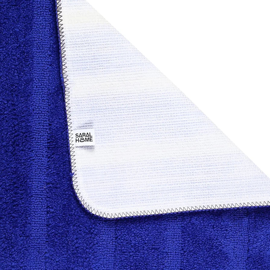 Saral Home Microfiber Soft Anti Slip Water Absorbent Door Mat Colour Blue (Pack Of 2)