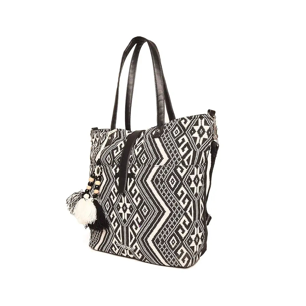 Astrid Cotton Tote Bags Dark Grey Textured