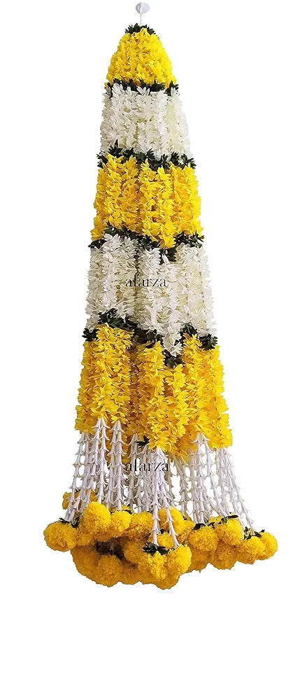 Afarza Choice Good Feel Good Garland Toran Home Decoration Hanging white-yellow 4 Pieces 5 Feet