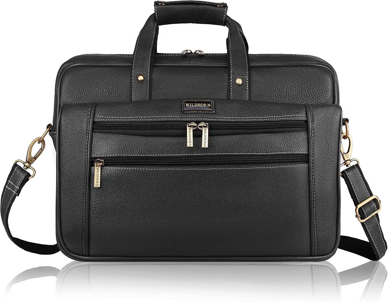 WildHorn Leather Briefcase for Men I Computer Bag Laptop Bag I Business Travel Messenger Bag For Men l Large 16 Inch,For Daily Use