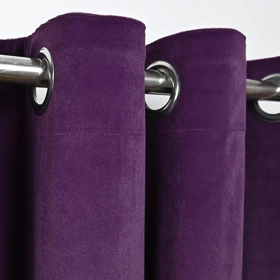 Divine Casa 5 Feet Luxurious Velvet Blackout Curtain Thermal Insulated & Room Darkening Premium Noise Reducing Single Window Panel Colour Plum (Pack of 1)