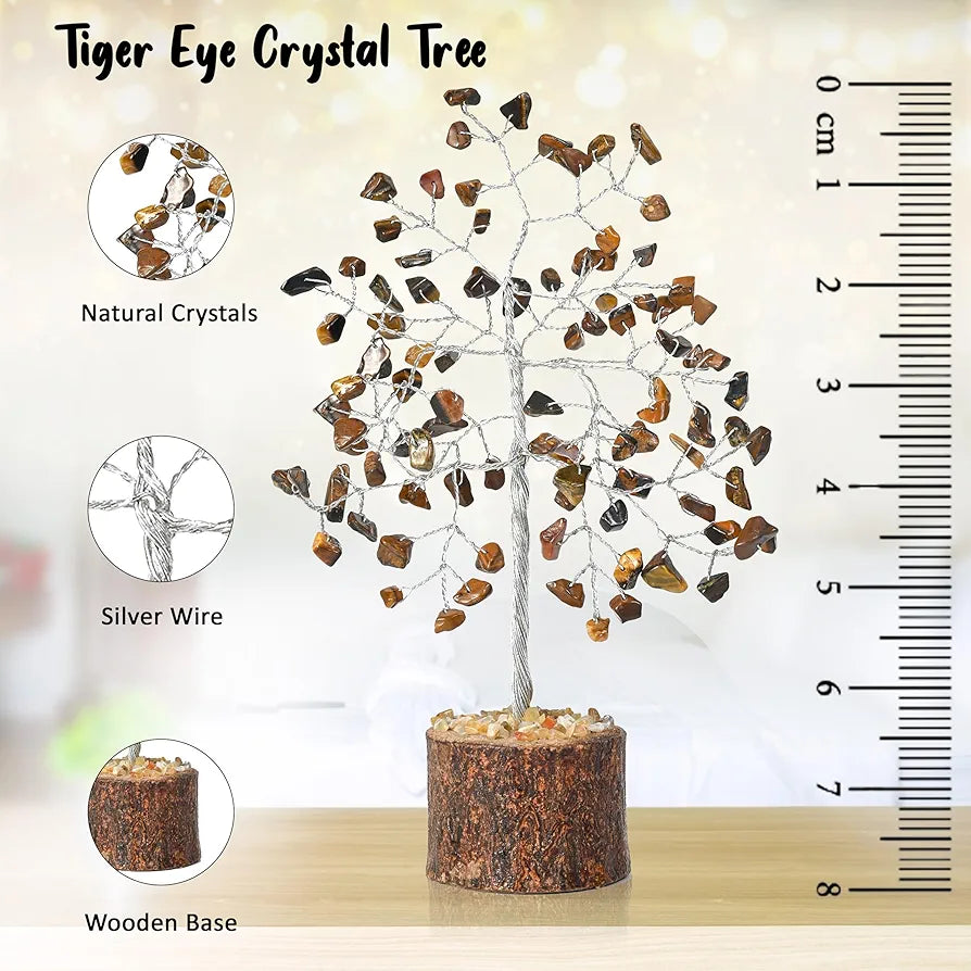 Crocon Tiger Eye Gemstone Money Tree Feng Shui Bonsai