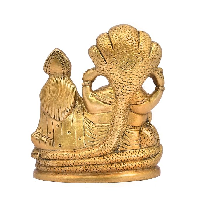 The Advitya Brass Lord Vishnu Laxmi on Sheshnag Statue Idol | Narayan Statue for Home Decor | Vishnu Laxmi Shasnath Sitting Murti