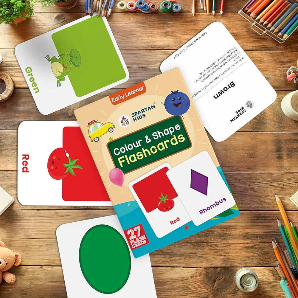 SPARTAN KIDS Colours & Shape Creative_Thinking Flash Cards for Kids | 27 Early Learning Flash Cards Easy & Fun Way of Learning 1 Year to 6 Years Babies