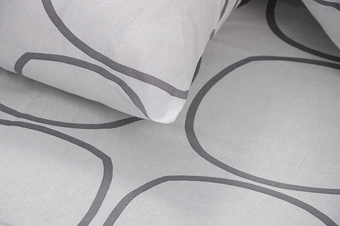 Huesland by Ahmedabad Cotton 144 TC Bedsheet for King Size Bed with 2 Pillow Covers | White (Grey Circles)
