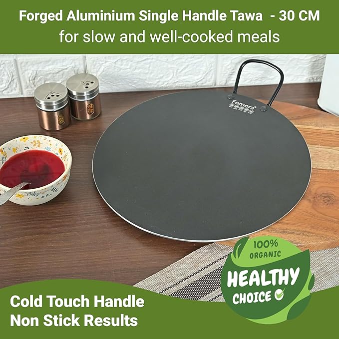 Femora Foged Die Cast Aluminium Non Stick 30 Cm Dosa Tawa With Handle | Granite Finish | Induction & Gas Ready