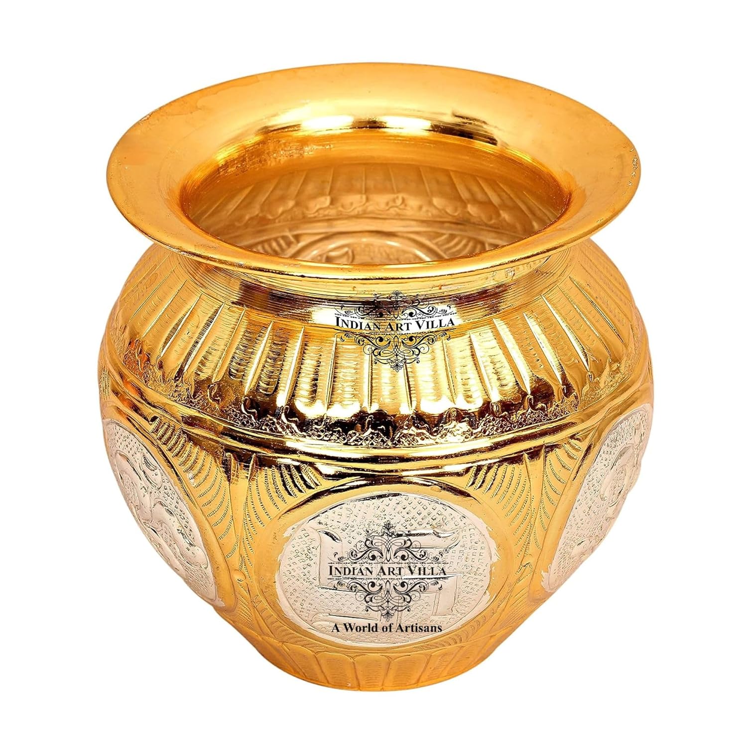 Indian Art Villa Pure Copper Pooja Kalash Gold Finish Design - 300 gms