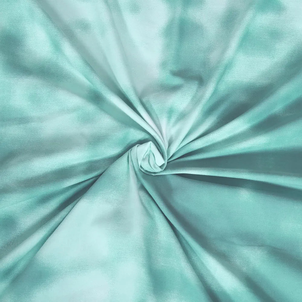 Cloth Fusion Glace Cotton Elastic 186tc Solid Fitted Bedsheet for Double Bed King Size with 2 Pillow Covers Tiedye Blue