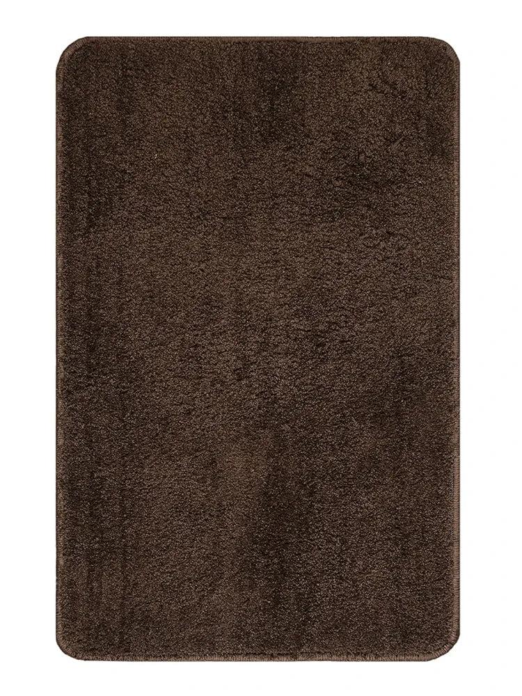 Saral Home Neo Shaggy Yarn Anti-Skid Bath Mats Colour Brown