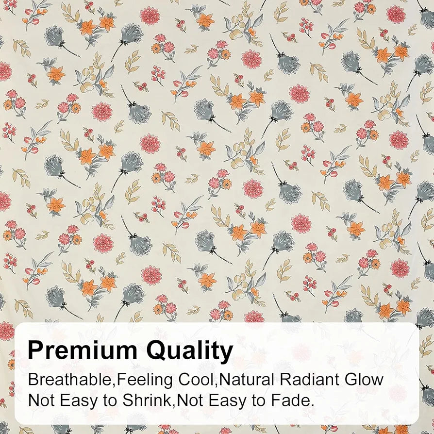 Fresh From Loom Hypoallergenic Floral Print 240 TC Microfiber Single Bed Bedsheet with 1 Pillow Covers Pastel-Cream