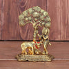 Chhariya Crafts Metal Krishna With Kamdhenu Cow Standing Under Tree Plying Flute