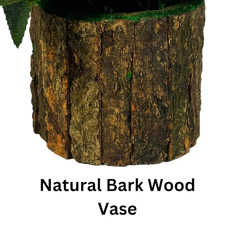 Artificial Silk Rose Fake Flowers Potted Artificial Plants Indoors Natural Wooden Pot