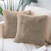 Luxe Home Cushion Cover Duble Side Rabbit Fur Plain Design Covers Set of 2 for Sofa Colour Taupe