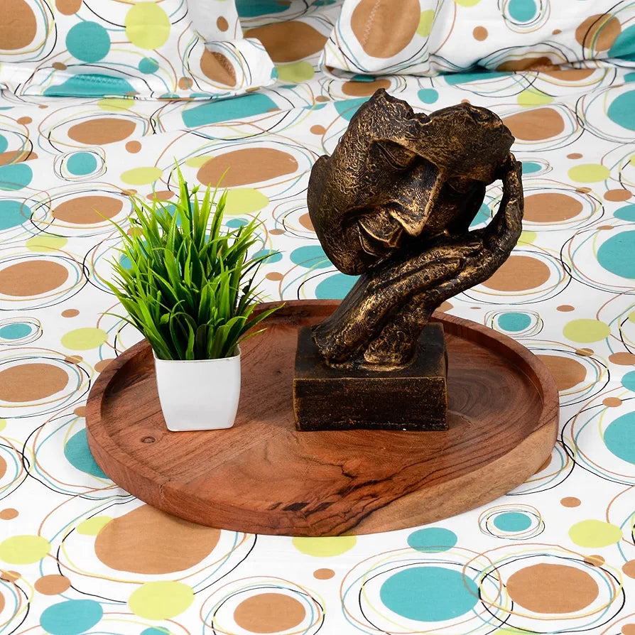 Divine Casa 144 TC 100% Cotton Bedsheet for Double Bed with 2 Pillow Cover Colour Aqua Sand