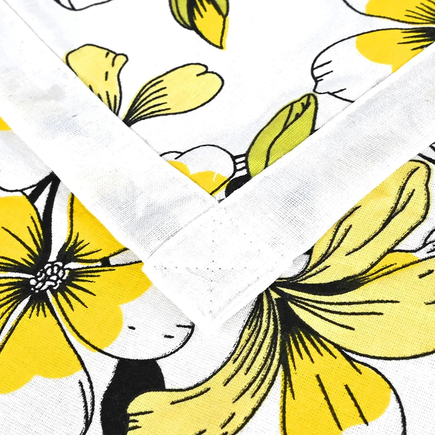 Divine Casa Floret 100% Cotton Double Dohar 120 GSM Soft & Lightweight Throw Blanket Colour Daffodil Yellow