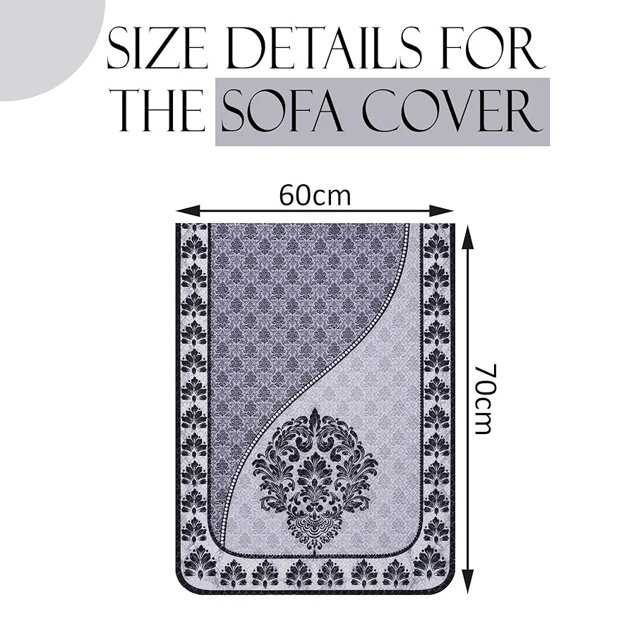 Kuber Industries Set of 6 Net Durable 2+1 Seater Sofa Covers Floral Print Black & Grey