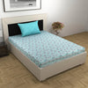 Divine Casa 144 TC 100% Pure Cotton Single Size Bedsheet with 1 Pillow Cover Tropical LeafColour Light Blue Pink