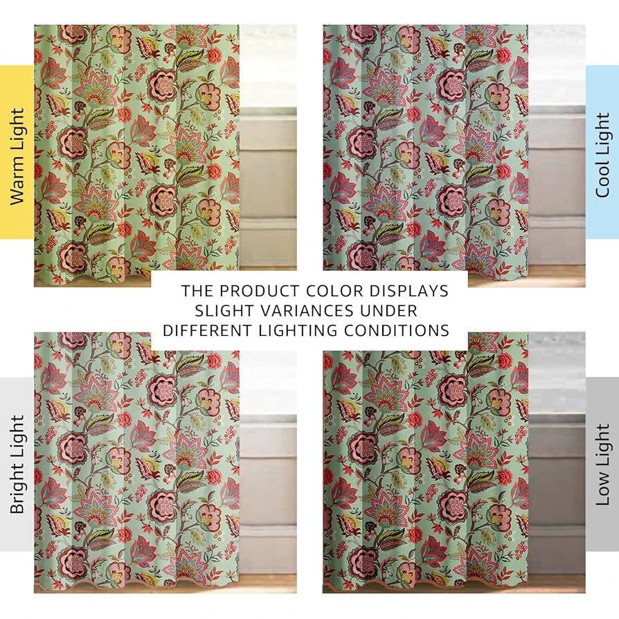 Cloth Fusion Blackout Printed Premium Window Curtains 5 Feet Long Set of 2 Blue Garden