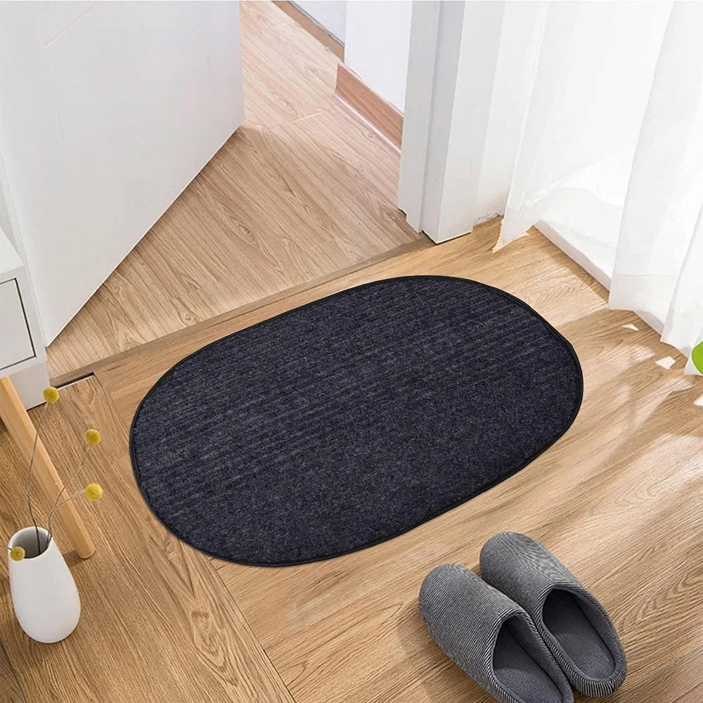 Kuber Industries Door Mat Oval Shape Door Mat Door Entrance Mat Gray Colour