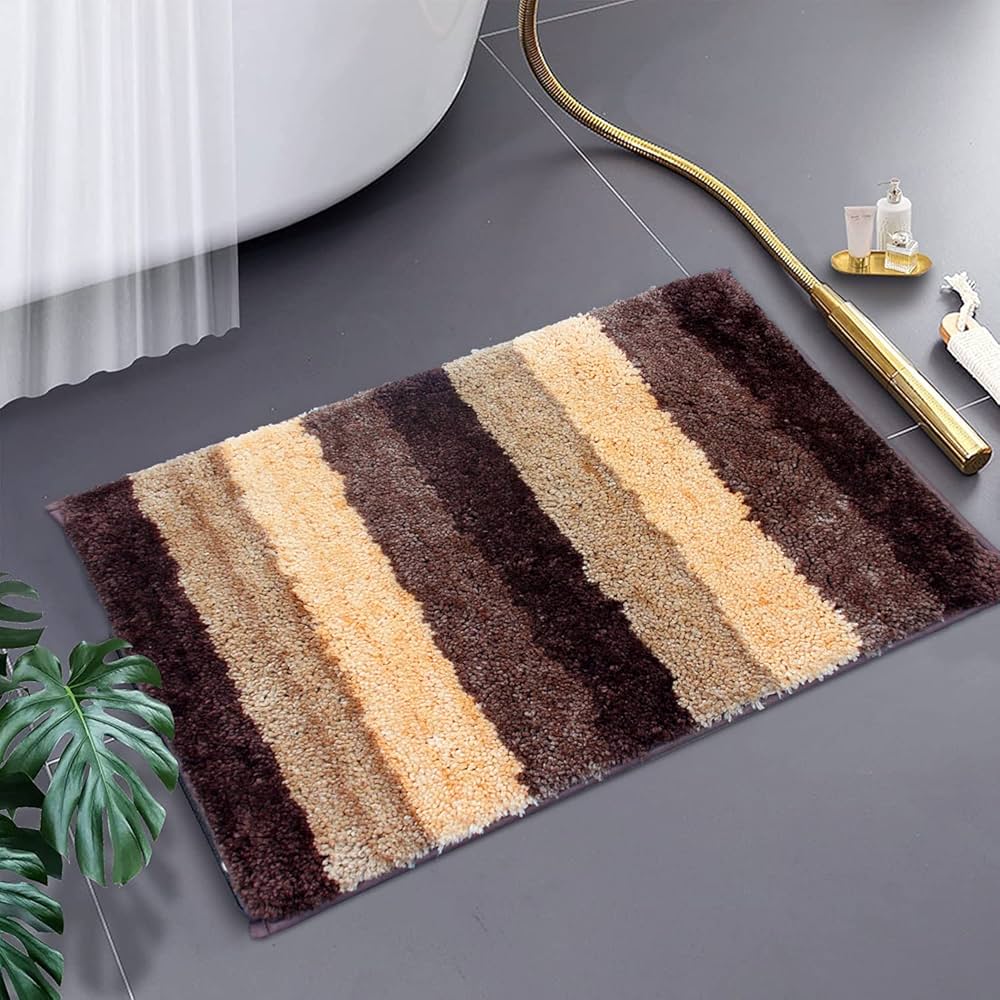 Luxe Home Bath Mat Super Soft Microfiber Non Slip Jericho Bathroom mats 40x60 cm Colour Amber
