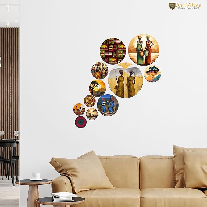 Artvibes Decorative Wooden Wall Hanging Decoration Item for Home | Pack of 11 Pieces