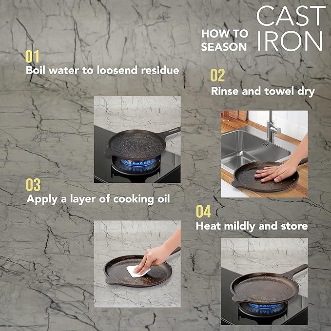 Sumeet Super Smooth Gold Series Pre Seasoned Cast Iron Shallow Fry Pan 24.5cm 1.6 kg