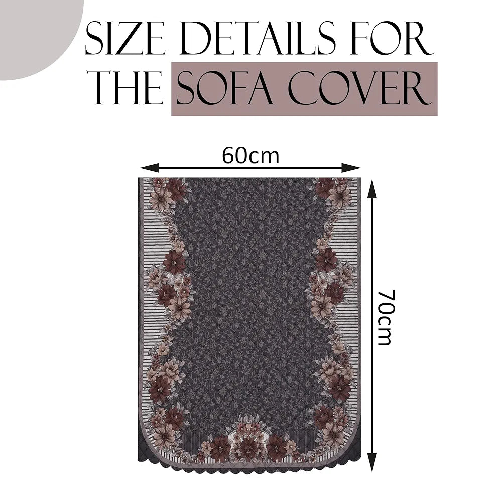 Kuber Industries Set of 6 Durable 2+1 Seater Sofa Cover Floral Print Dark Olive Green