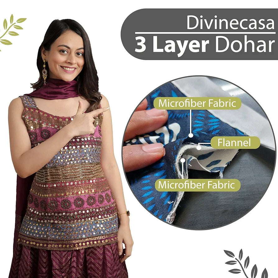 Divine Casa 120 GSM Microfiber Single Kids Dohar Soft & Lightweight Throw Blanket Zig-Zag Pattern Colour Slate