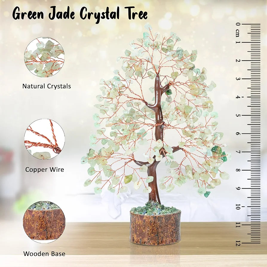 Bezavo Green Jade Crystal Tree Feng Shui Tree Copper Wire