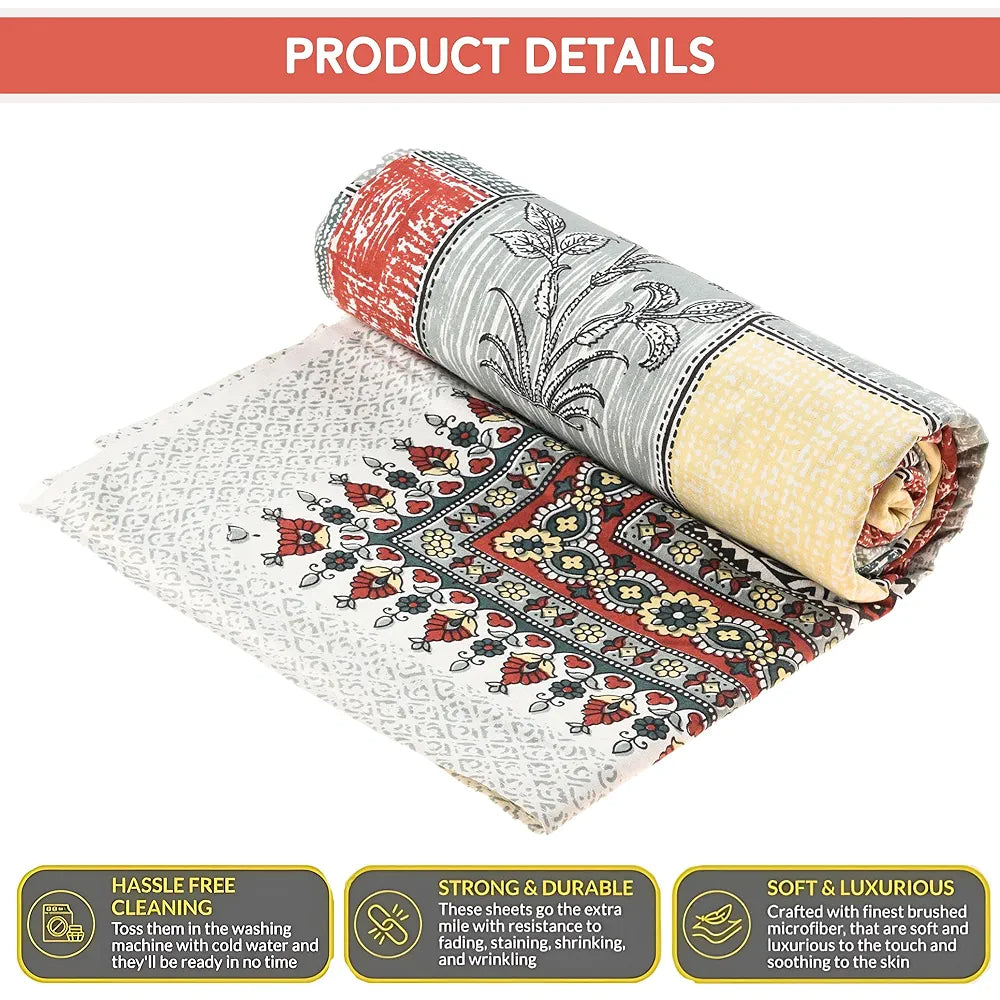 Kuber Industries Cotton Bedsheets for Double Bed with 2 Pillow Covers Candy Flower Green & Yellow