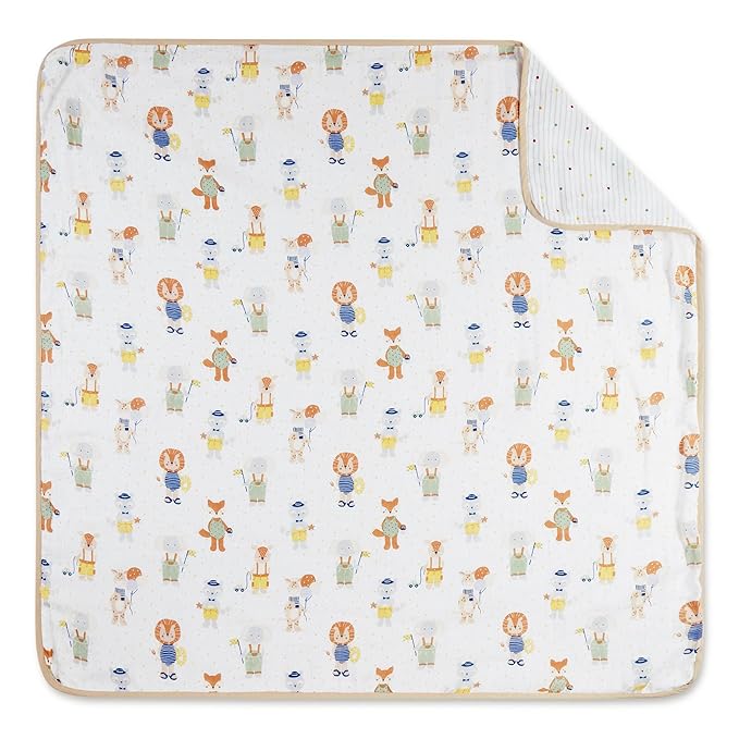 Haus & kinder Cotton Reversible Muslin Blanket For Newborn Baby Boy And Girl Colour Beige